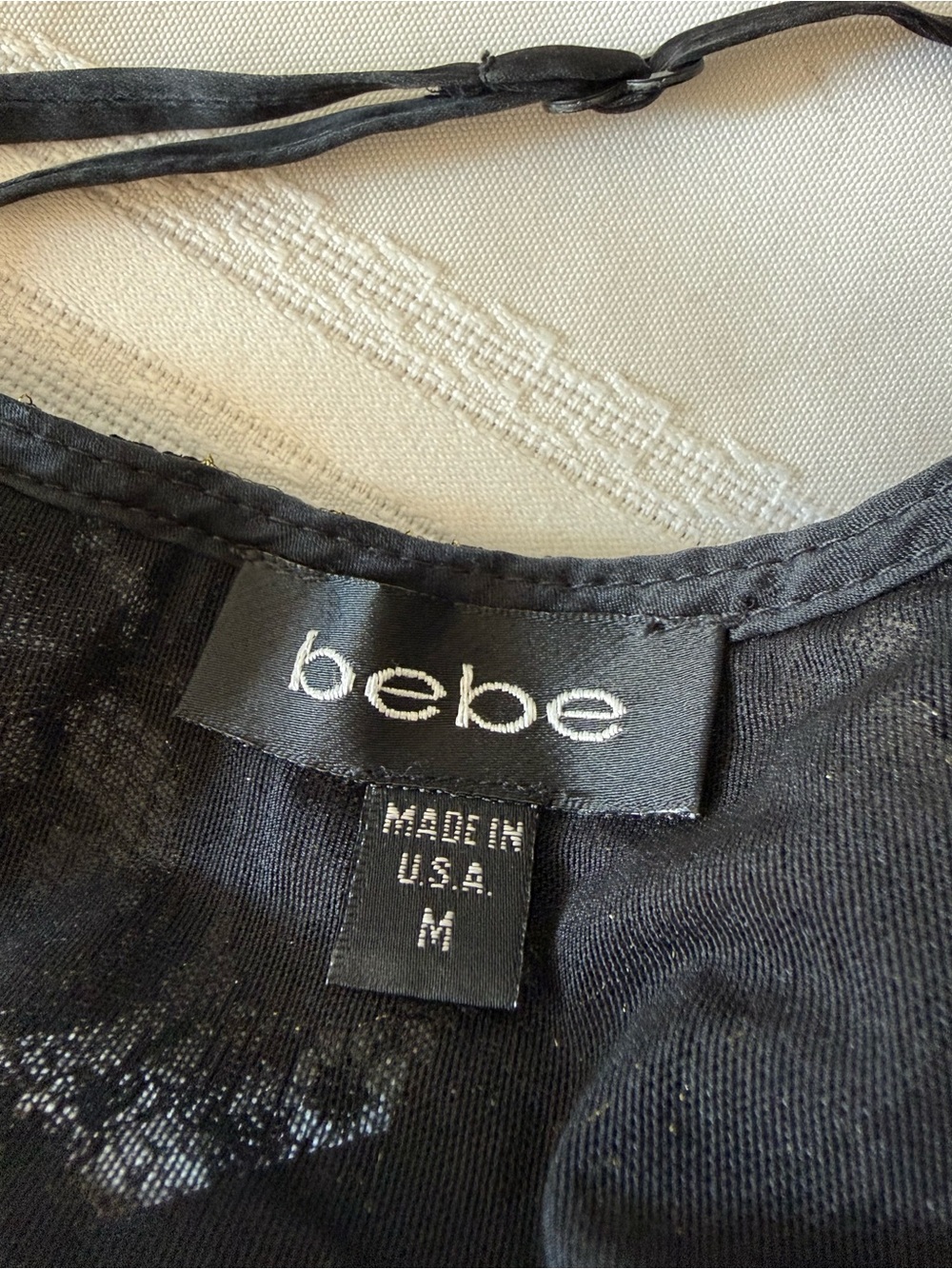 Vintage BEBE Black Slip Dress with Lace Insets - Picture 5 of 6